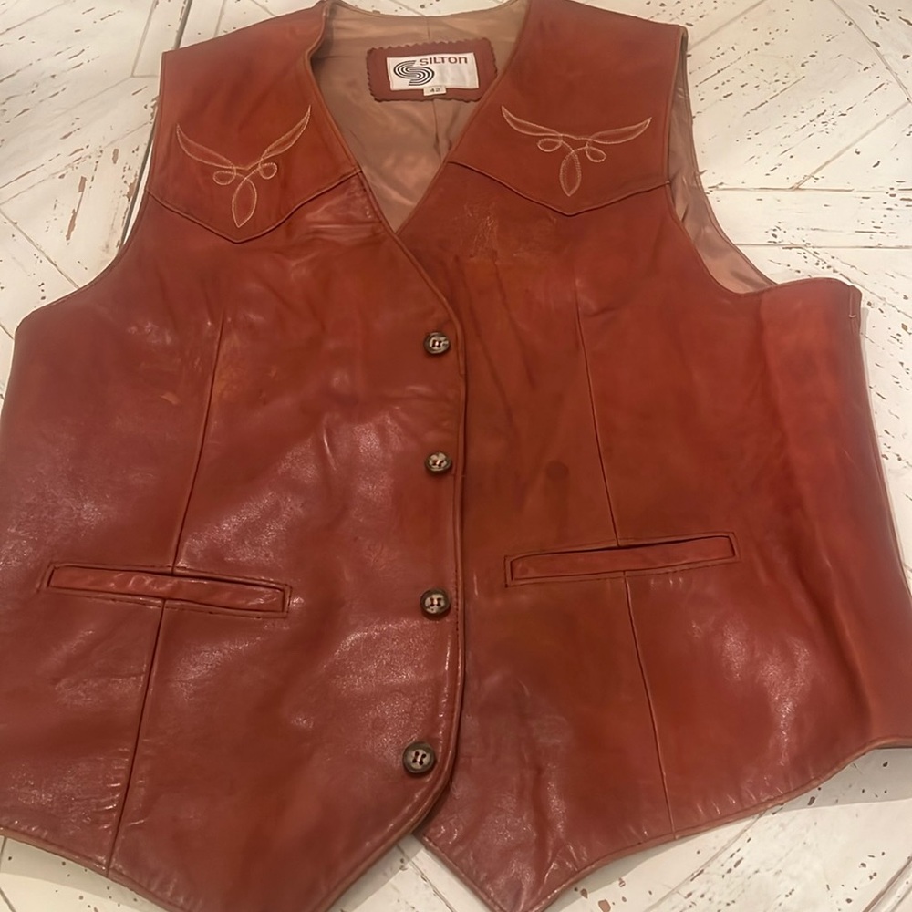 Wilton Vintage Leather Western vest size 42